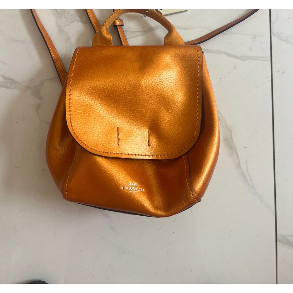 Coach leather orange backpack purse